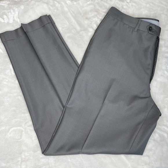 Hart Schaffner Marx Men's Gray 100% Wool Tapered Leg Dress Pants 36X31 - Picture 3 of 12